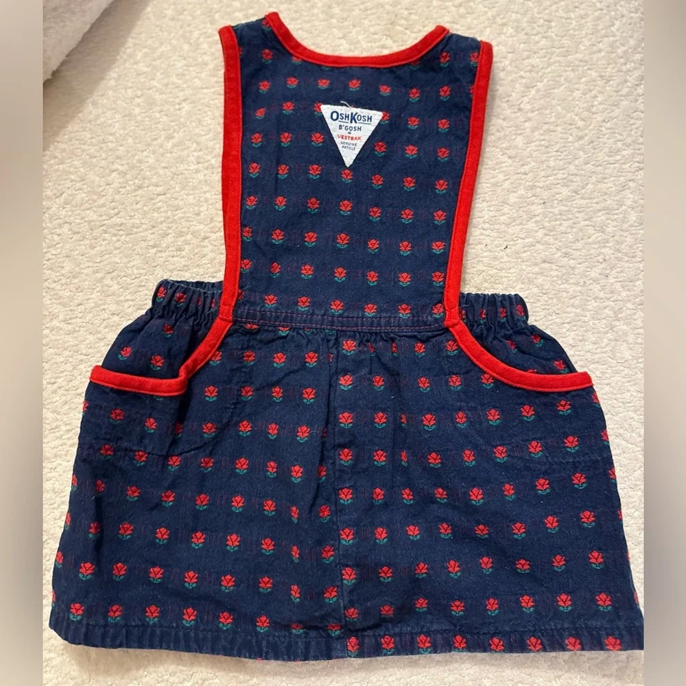 Vintage OshKosh B'gosh Baby Dress 24 Months Made in USA | Navy Blue Red‎ Floral